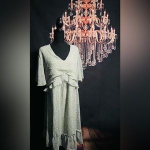 Light green and white dress